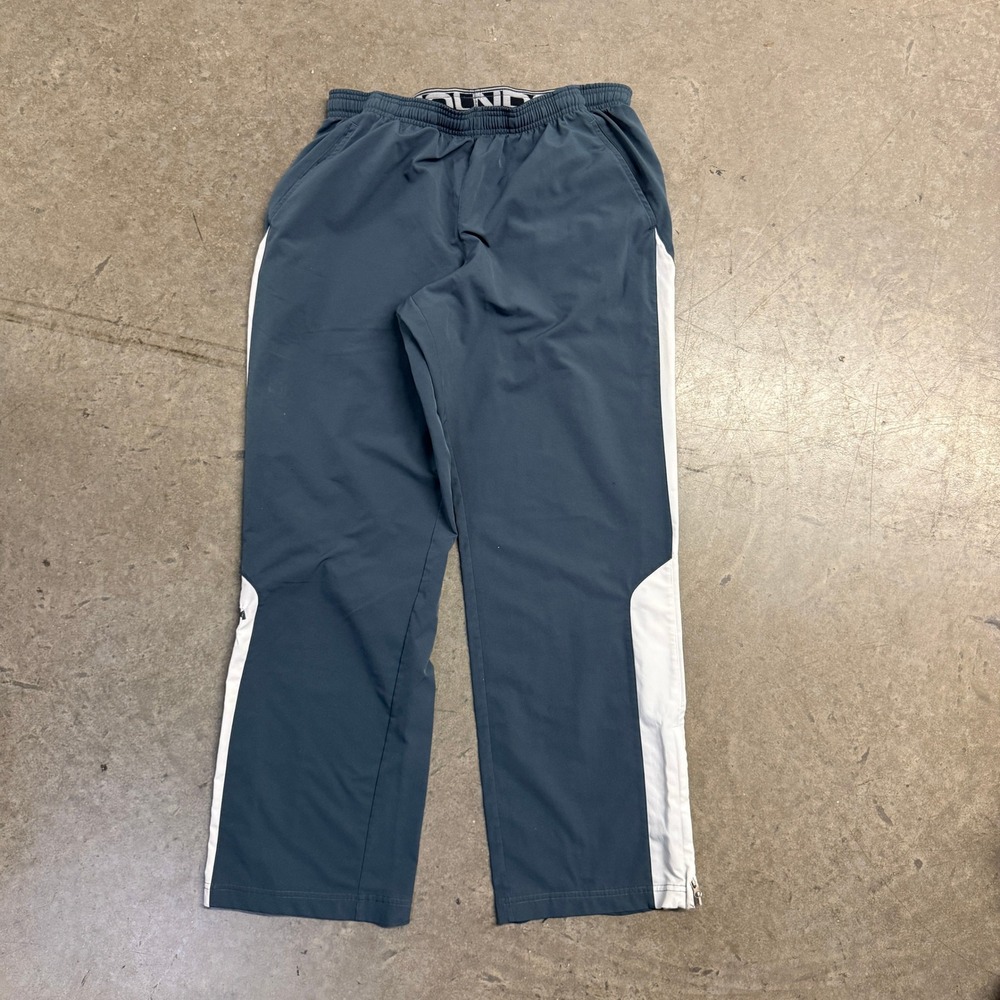 Under Armour Mens Loose Fit Track Pants Blue White Stripe‎ Ankle Zip Medium - Picture 2 of 6